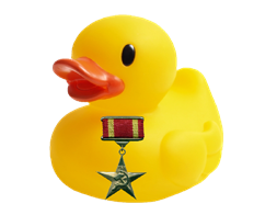 Yellow Duck with a star medal